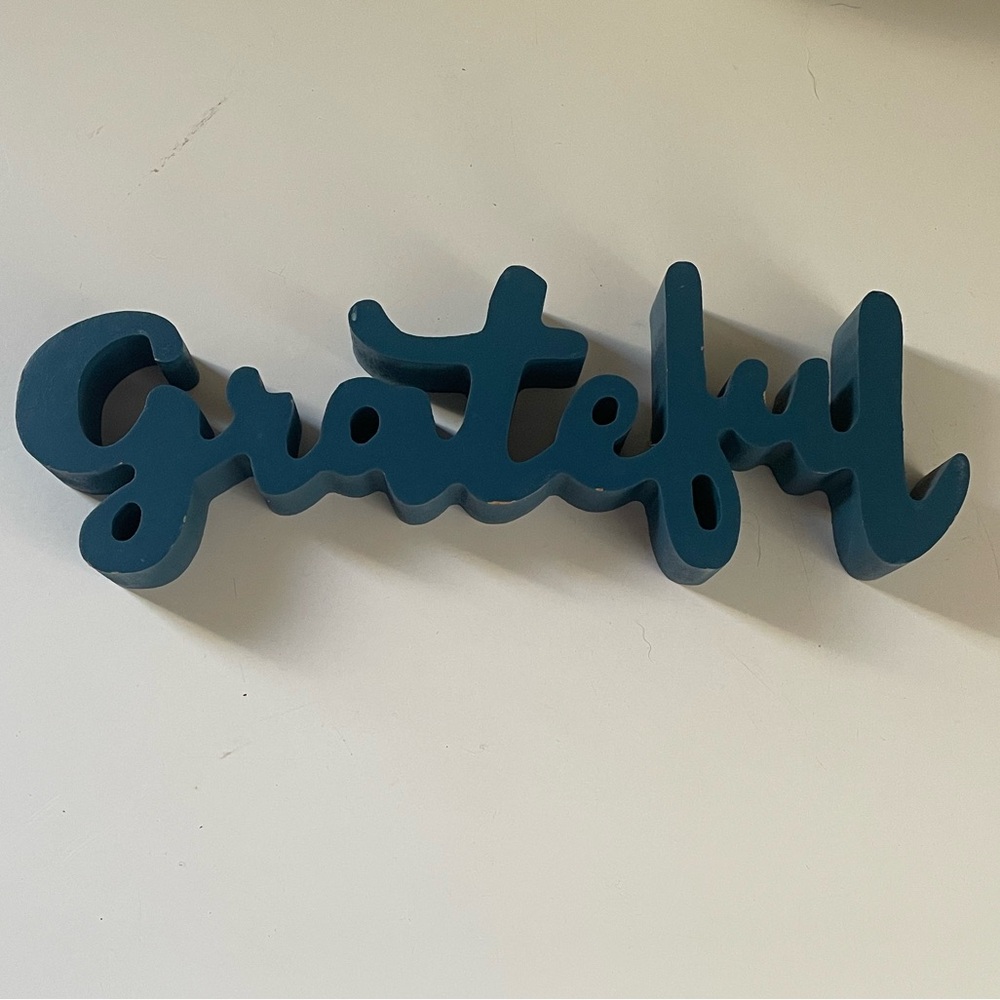 Grateful Accent Decorative Sign in Teal